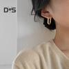 1 Pair Ear Hooks Hollow Geometric Shape Golden Color Electroplated Anti-allergy Lightweight Polished Bland Hip Hop Style Stud Earrings Club Party