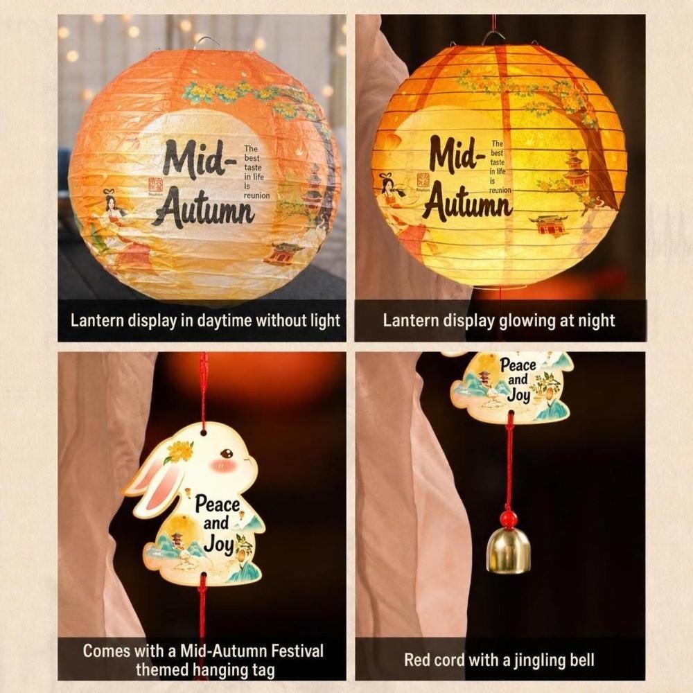 Handmade Paper Lantern Round Shape Moon Festival Lantern Mid-Autumn Lantern Party Decoration