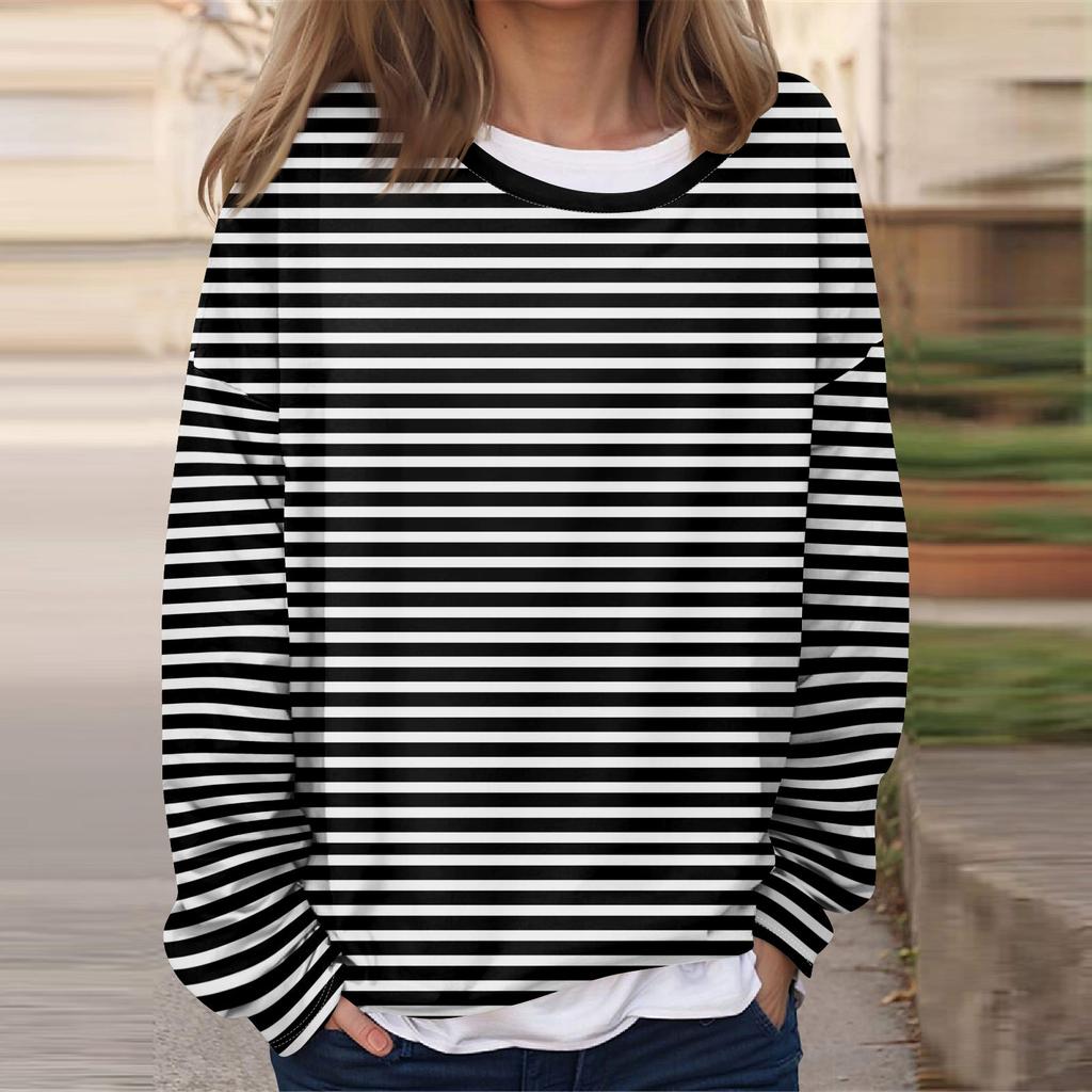 Женская повседневная модная винтажная печатная толстовка с длинным рукавом и круглым вырезом, многослойный пуловер