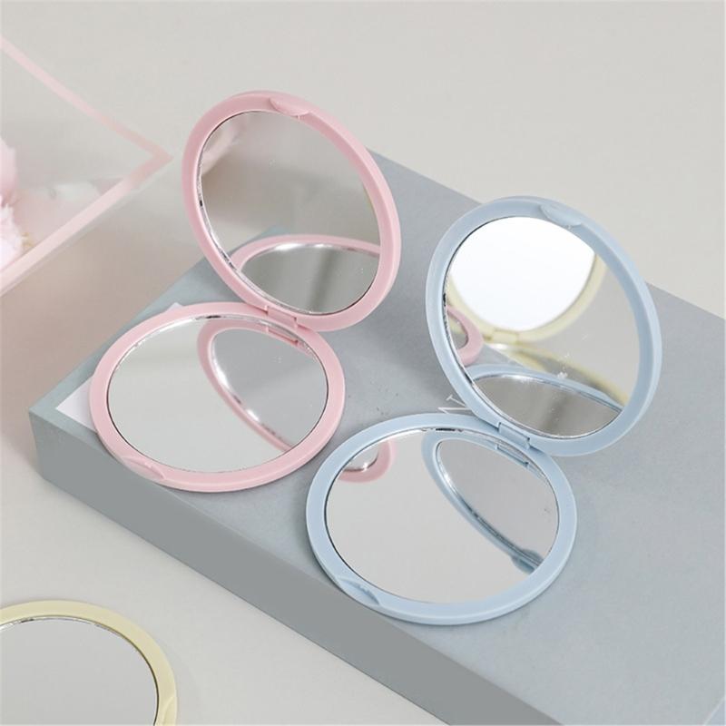 Дорожное портативное складное зеркало для макияжа с обычной стеклянной панелью, двустороннее, компактное, ручное косметическое зеркало