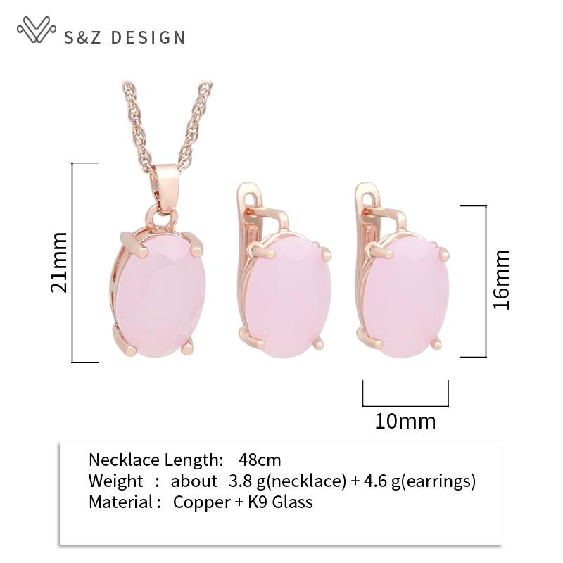 Модные овальные серьги в форме яйца с кристаллами розового золота, комплекты ювелирных украшений для женщин, свадебное ожерелье с подвеской