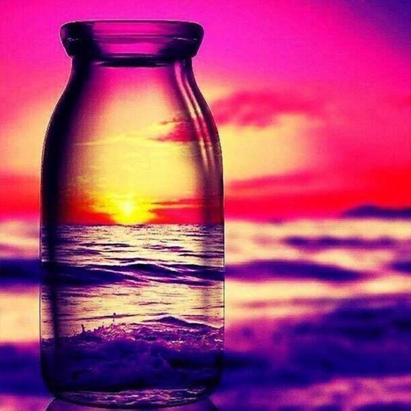 Алмазная вышивка, чашка, алмазная живопись, закат, полная дрель, квадратная мозаика, художественный пейзаж, картина со стразами, домашний декор