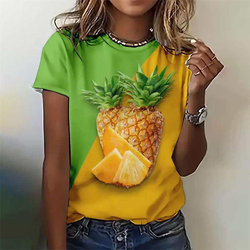 Fresh Fruit Pattern T-Shirt For Women Cherry Lemon 3D Printed Tees Summer Harajuku Street O-Neck Tops Short Sleeve T Shirts