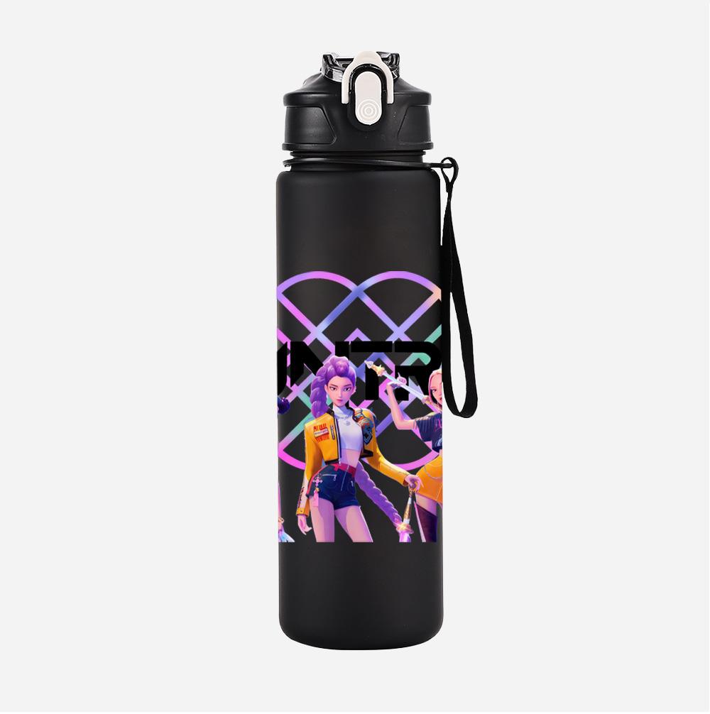 Cartoon K-Pop Demon Hunters Printed 750Ml Water Bottle Large Capacity Drinking Cup Portable Outdoor Sports Water Cup Children Gift