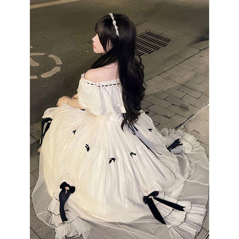 Белое платье с пышными рукавами, женское винтажное пышное платье принцессы