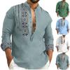 Мужская летняя новая свободная рубашка с длинным рукавом с принтом, кардиган, пляжная рубашка