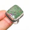 Ruby Fuchsite Gemstone Handmade 925 Silver Plated Jewelry Ring Size 7.5