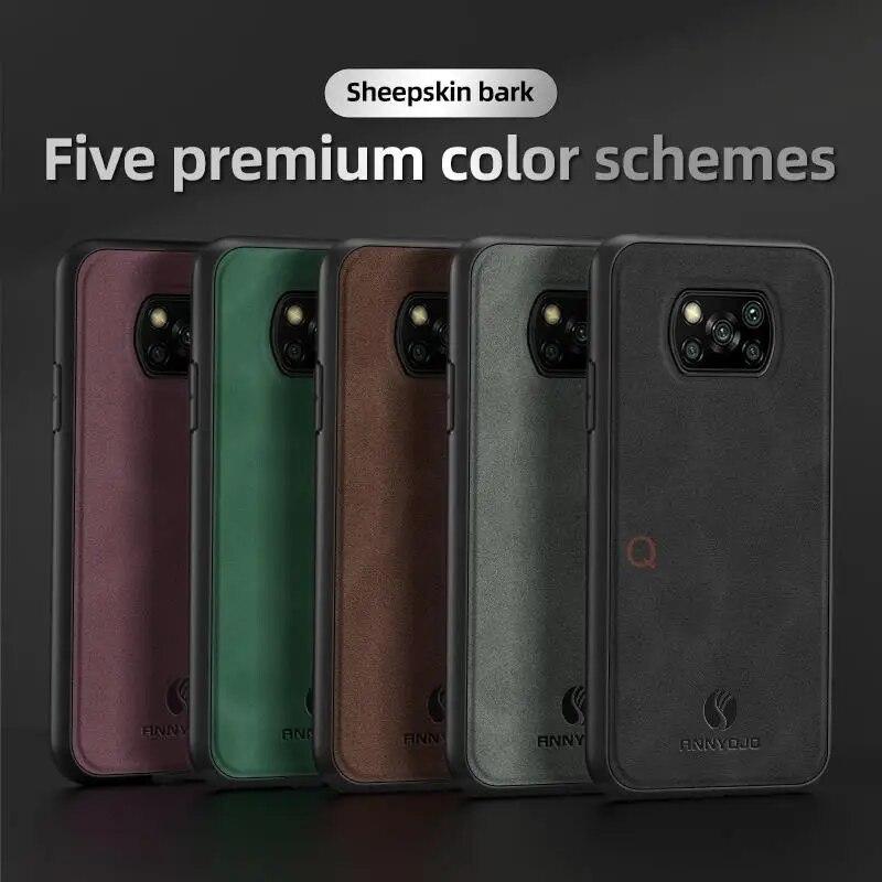 Magnetic Sheepskin Leather Case For Xiaomi Mi Poco X3 Pro Nfc 5g Luxury Men Business Retro Back Cover Poko X 3 X3pro X3nfc