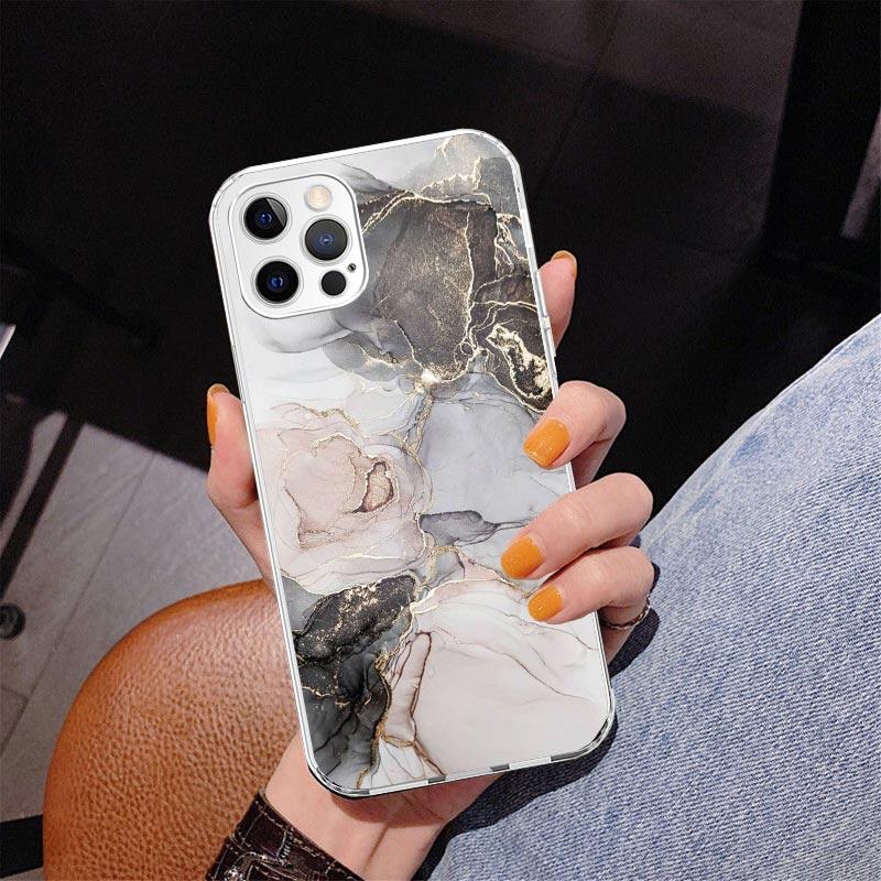 Модный Золотой Розовый Геометрический Мраморный Чехол Для Телефона Для iPhone 17 Air 16 Pro Max 16E 15 + 14 Plus 11 12 13 Mini 7 8 SE Подарок Печатный Чехол