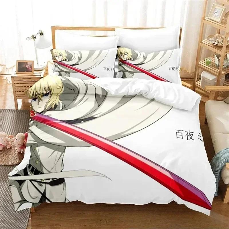 Luxury New 3D Print Anime Seraph of the end Bedding Set Girls Twin Queen King Size Duvet Cover Pillowcase Bed boys Adult