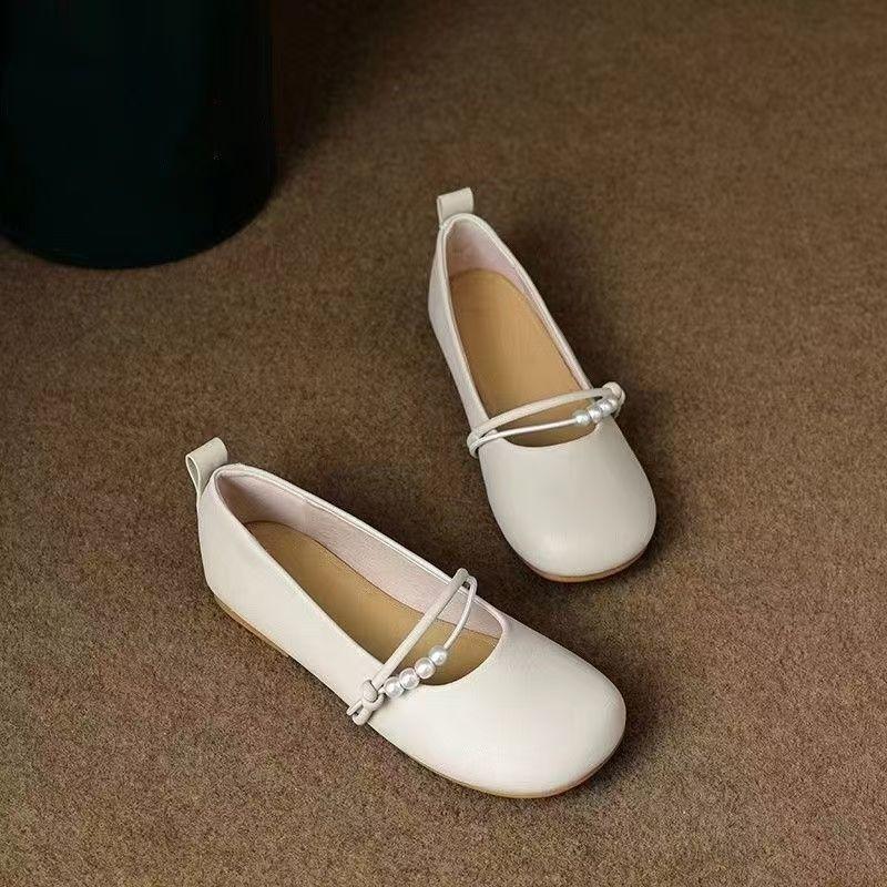 Mary Jane Women's Spring and Summer New Models with Skirts, Small Leather Shoes, Flat-soled Soft-soled Doudou Single Shoes, Thick Heels