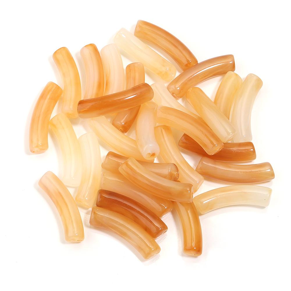 30pcs/lot Acrylic Curved Tube Beads Dual Color Thin Bamboo Shape Loose Spacer Bead For DIY Bracelet Necklace Jewelry Accessories