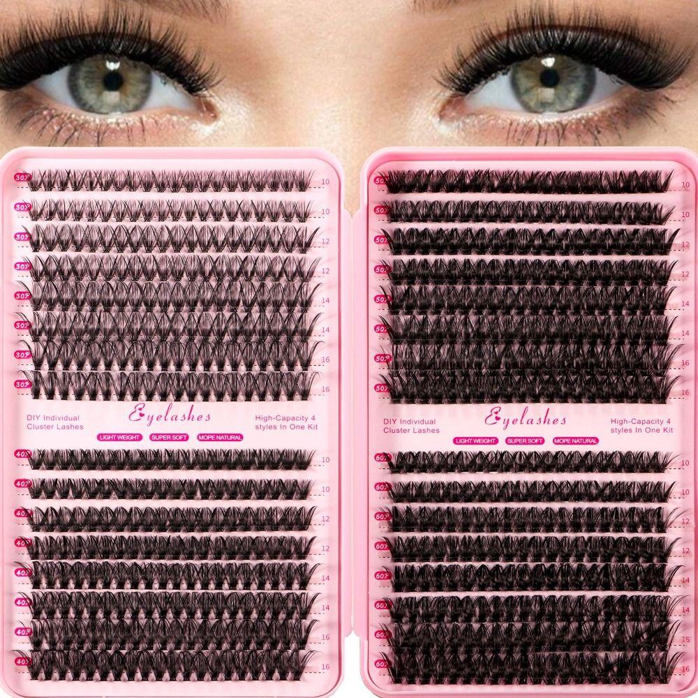 Natural Look 3D Faux Mink Lash 3D Volume DIY Lash Extension Kit False Eyelashes Makeup Enhancement