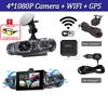 Автомобильный видеорегистратор с 4 камерами, 4*1080P, видеорегистратор на 360 градусов, WIFI, GPS, передняя правая и левая камера заднего вида, круглосуточный парковочный монитор, подарок