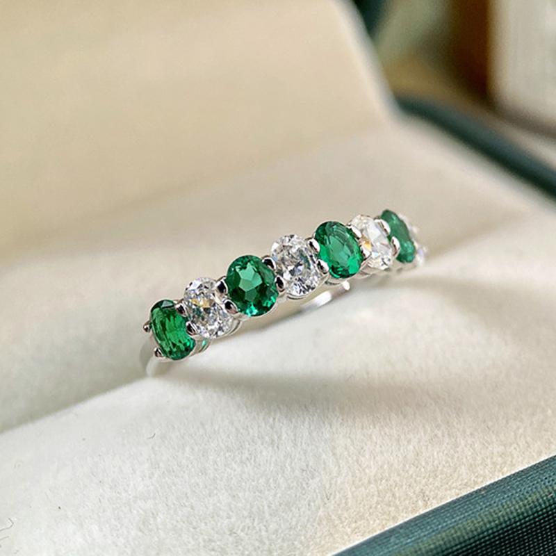 Huitan Chic Green/White Cubic Zirconie Женские Кольца Цвет Темперамент Аксессуары Для Пальцев Дама Для Обручального Обручального Украшения