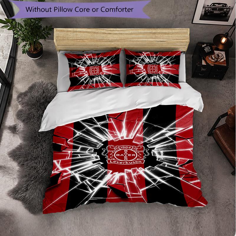 Bayer Leverkusen Football 3 Piece Bedding Set Soft Duvet Cover Set with Pillowcases Printed Bedroom Decor Set for Home