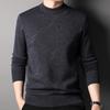 Мужской вязаный нижний свитер с круглым вырезом из чистой шерсти, шерстяной свитер, осенне-зимний новый модный толстый джемпер