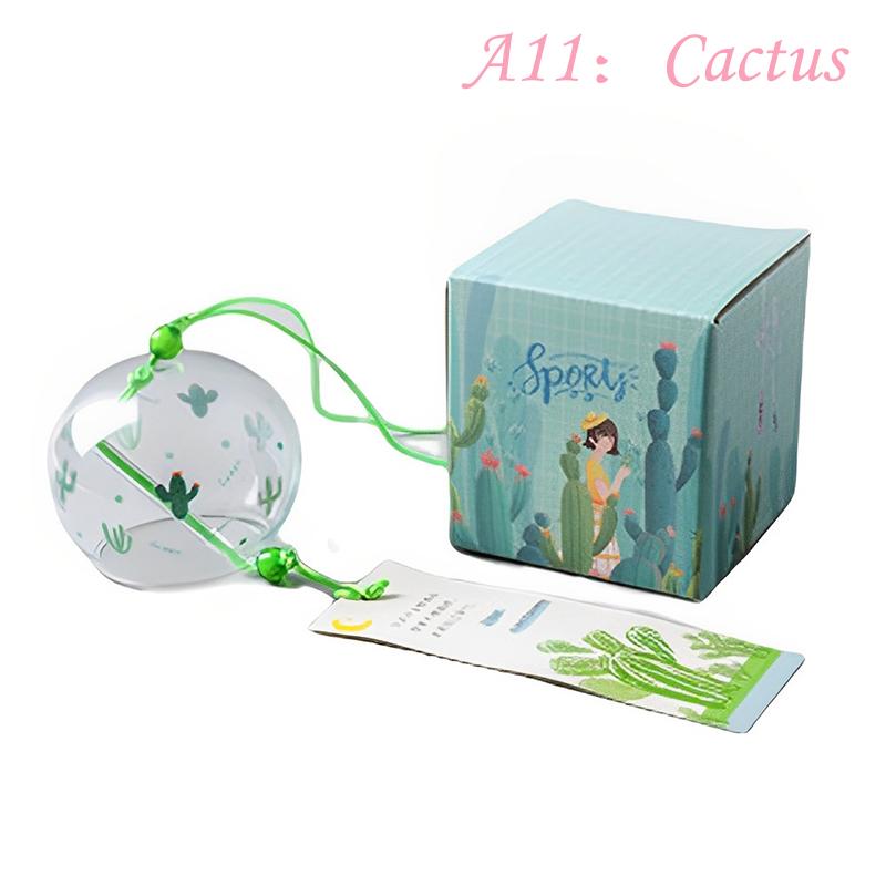 Japanese Wind Bell Sakura Pattern Wind Chimes Handmade Glass Furin Home Decor