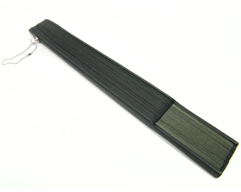 KYOETSU Set of Pure Silk Fans with Black Ribs and Fan Ribs Men's 2-Piece (Fan Bag) (Black 4)