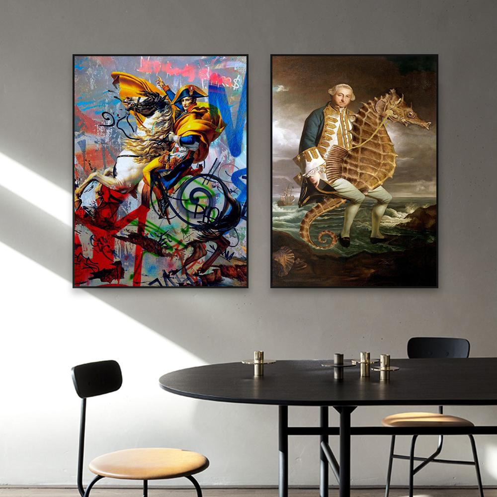 Fashion Altered Art Poster Funny Portrait Art Prints Oil Painting Baroque Prints Vintage Art Canvas Painting Room Decoration
