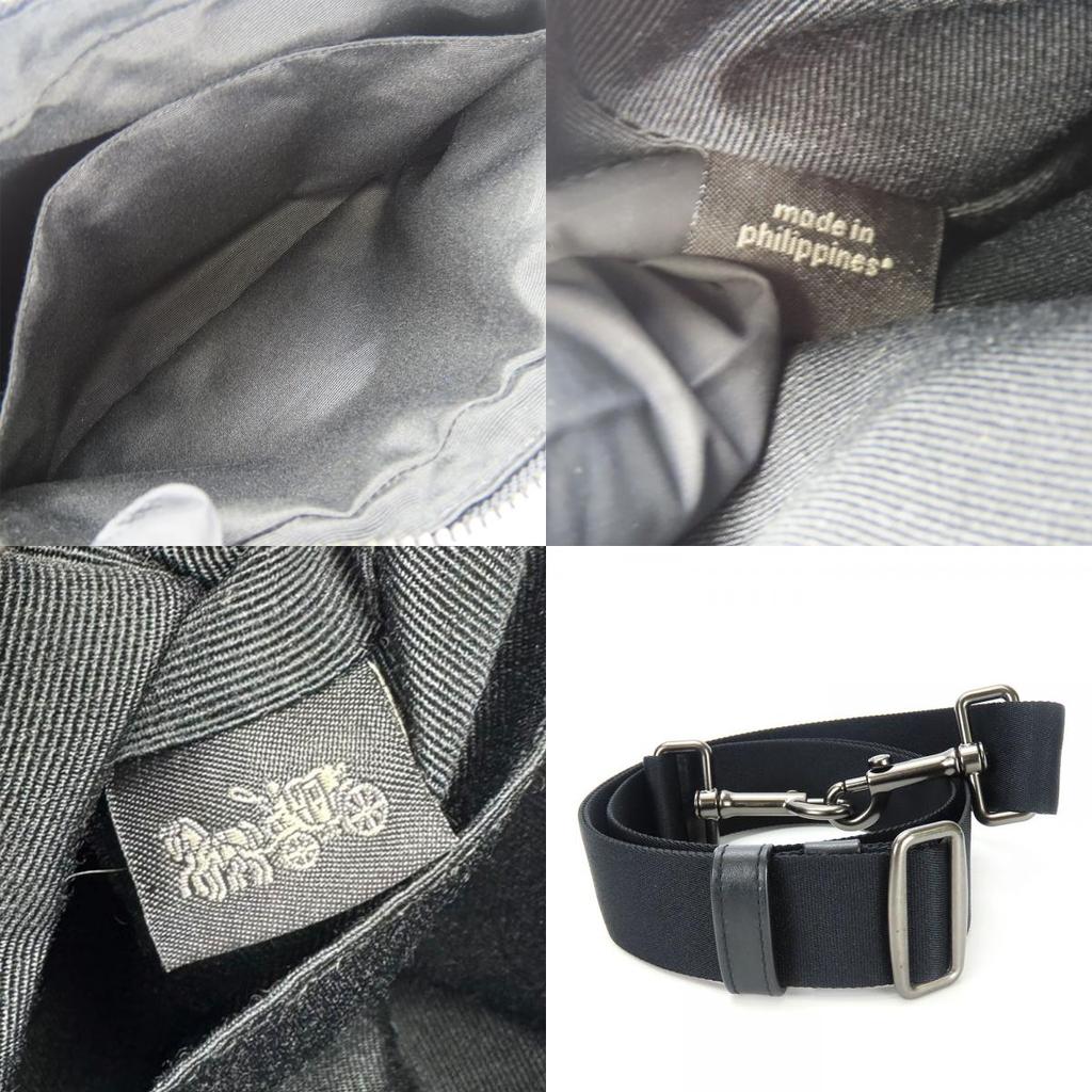 Used COACH Shoulder Bag F50715 Signature PVC/leather Beige Black Diagonally Hung