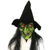 Halloween Long Hair  Face Mask Horror Witch Mask Scary Latex Head With Hat Dance Performance Props