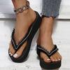 Модные женские клиновые шлепанцы, легкие сандалии на платформе с перемычкой для пальца, женские летние удобные пляжные шлепанцы на толстой подошве, большие размеры