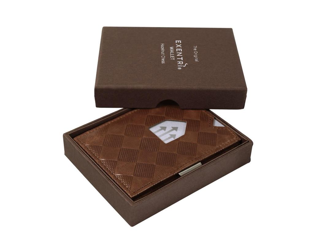 EXENTRI Eccentric Wallet EX024 Genuine Leather Trifold Wallet Mini Wallet RFID Blocking Compact Mini Wallet Cowhide Leather Small Wallet Men Women