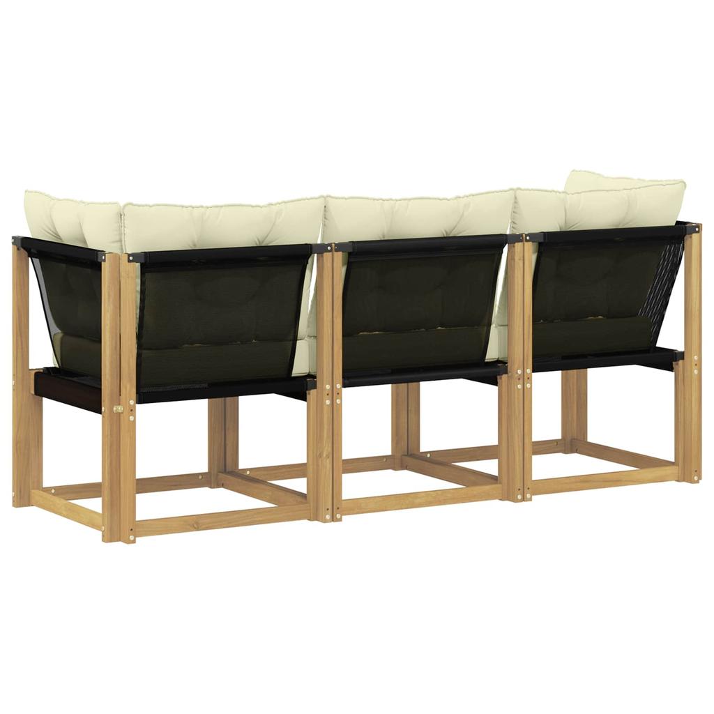 Outdoor Center and Corner Sofa with Cushions 3 Piece Set White