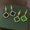 High-End Women's Green Four-Leaf Clover Dangle Earrings - 2025 Trendy Fashion Jewelry