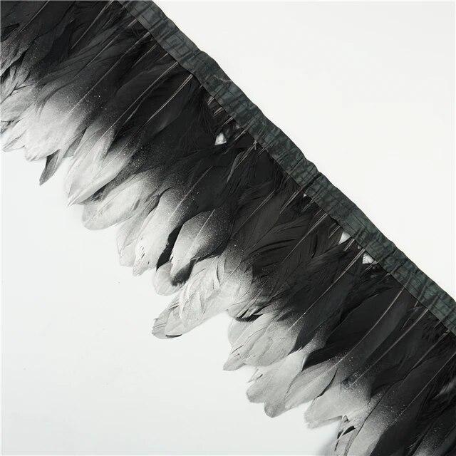 2 метра золотые, серебряные гусиные перья, отделка на ленте, бахрома, лента, гусиное перо для поделок, золотые аксессуары для рукоделия, украшение