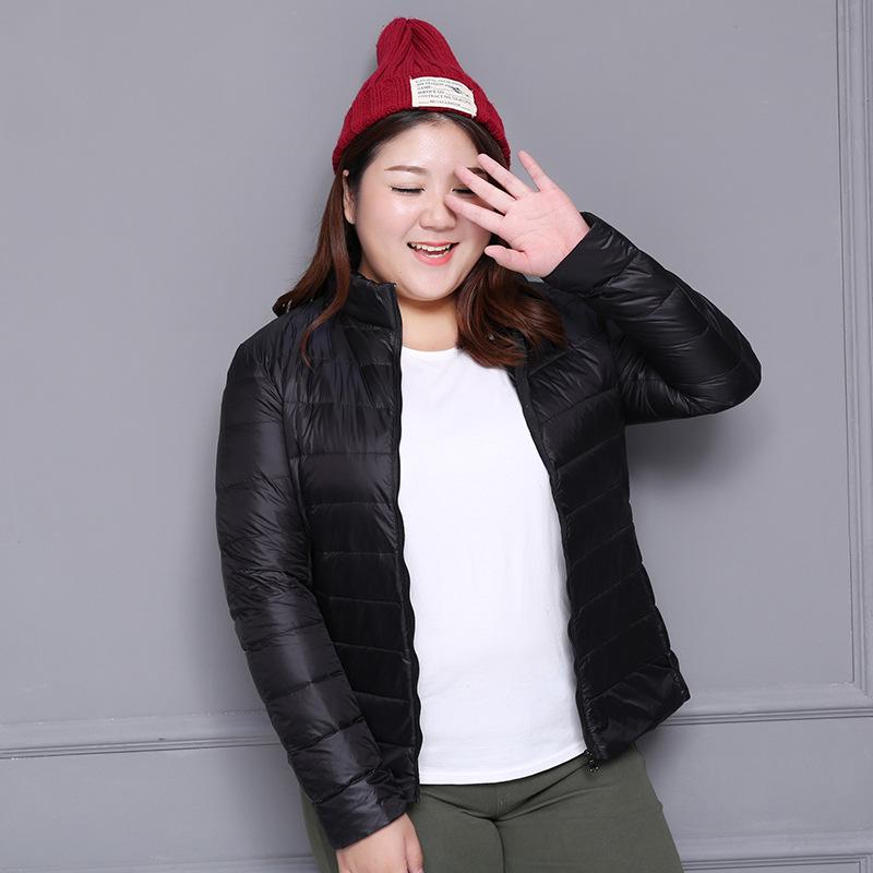 S/7XL Plus Size Lightweight Down Jacket Thin Down Jacket Women Autumn Winter Slim Short Warm White Duck Down Coat