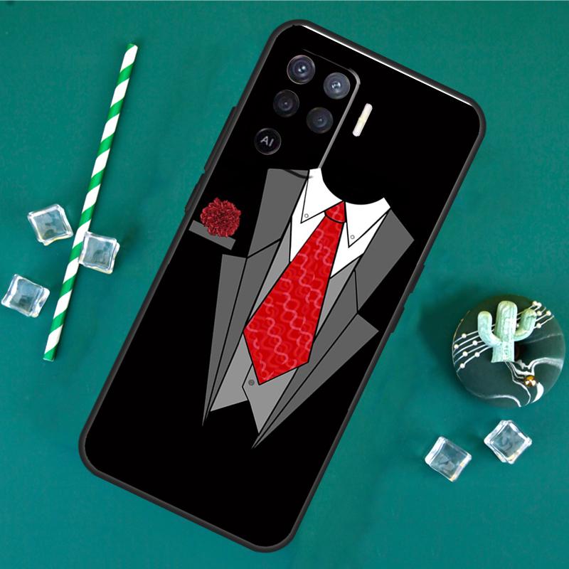 Чехол-портфель с галстуком для Oppo A40 A60 A80 A16 A76 A96 A18 A38 A58 A78 A98 A91 A15 A17 A74 A94 A54 A57S