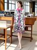 Spring 2026 Retro-Print Dress & Cardigan Set - Age-Reducing, Loose Fit, Plus Size Skirt