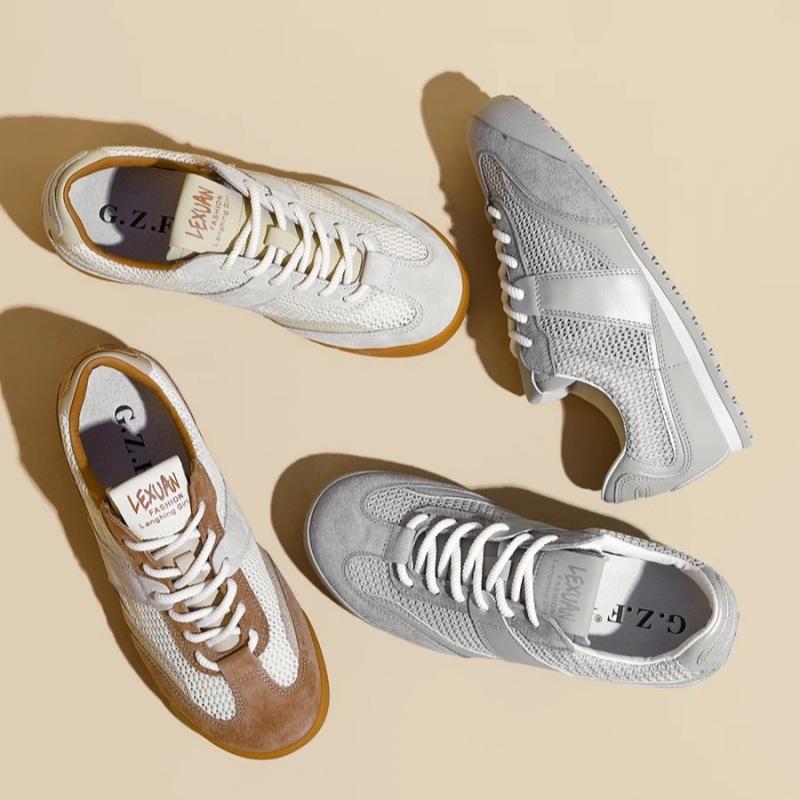 Версия из мягкой кожи~ Немецкие тренировочные туфли на плоской подошве для женских новых моделей весны 2025 года, не утомляют ноги, сетчатые дышащие и универсальные повседневные Для