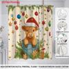 1 шт. Водонепроницаемая шторка для душа с принтом шотландской коровы 'Счастливого Рождества', перегородка для ванной комнаты, приватность, несколько размеров, 12 крючков, легкая установка