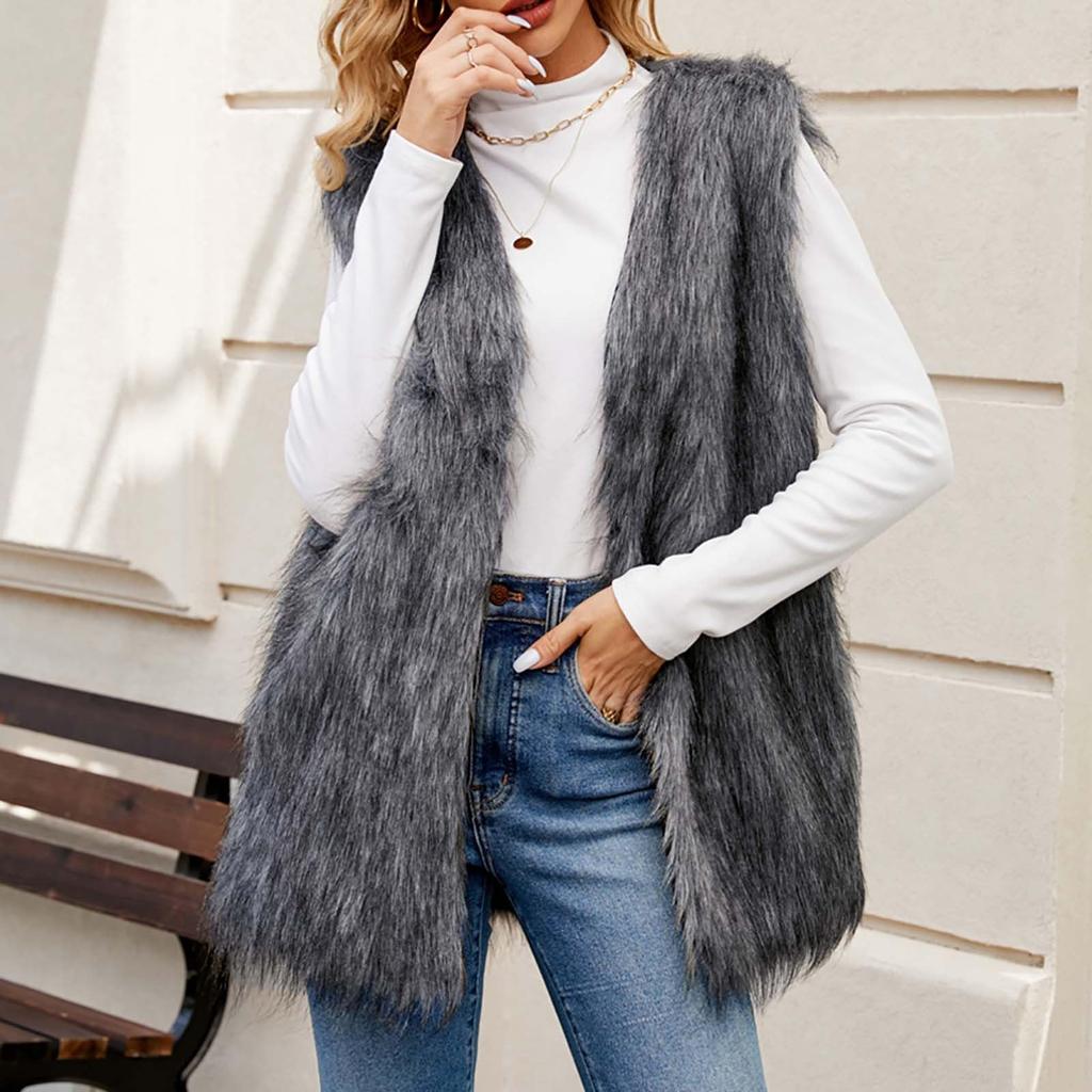 Women's V-neck Faux  Vest Top Faux Vest Coat