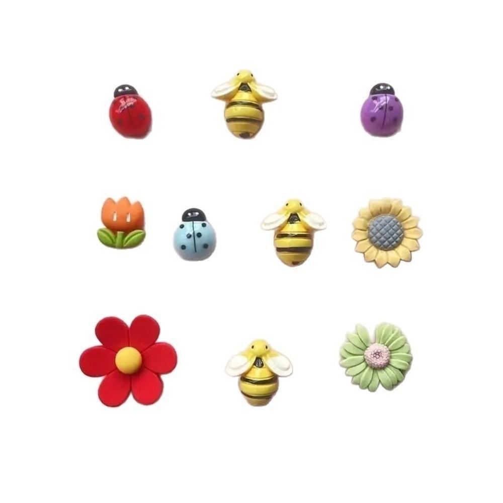 10pcs Tulip Flower Fridge Magnets Oval Shape Insect Refrigerator Sticker Home Decor