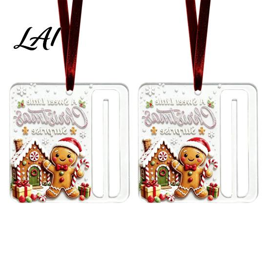 Acrylic Cash Holder Ornaments 2Pcs Christmas Hanging Decor Money Gift Ornament with Santa Claus Snowman Design Tree Pendant for Surprise Giving