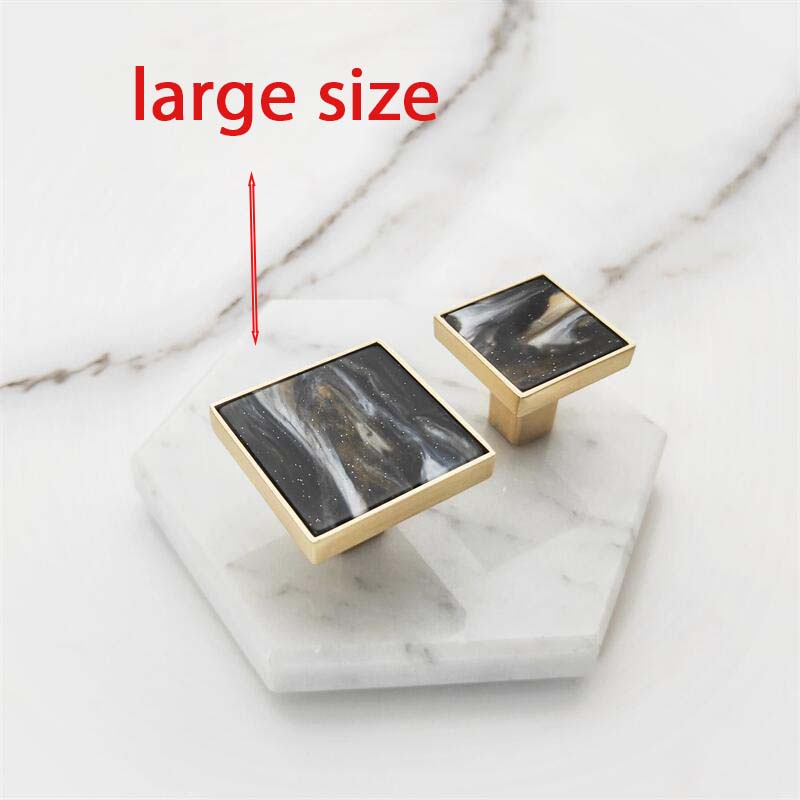 Black Marble Shell Stone Handle Hook Single Hole Six Square Cabinet Door Wardrobe Cabinet Door Handle Furniture Accessories Knob
