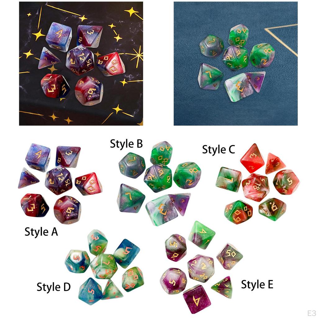7 Pieces Polyhedral Dice D4 D6 D8 D10 D12 D20 Handmade Multisided for Entertainment Toy Gift