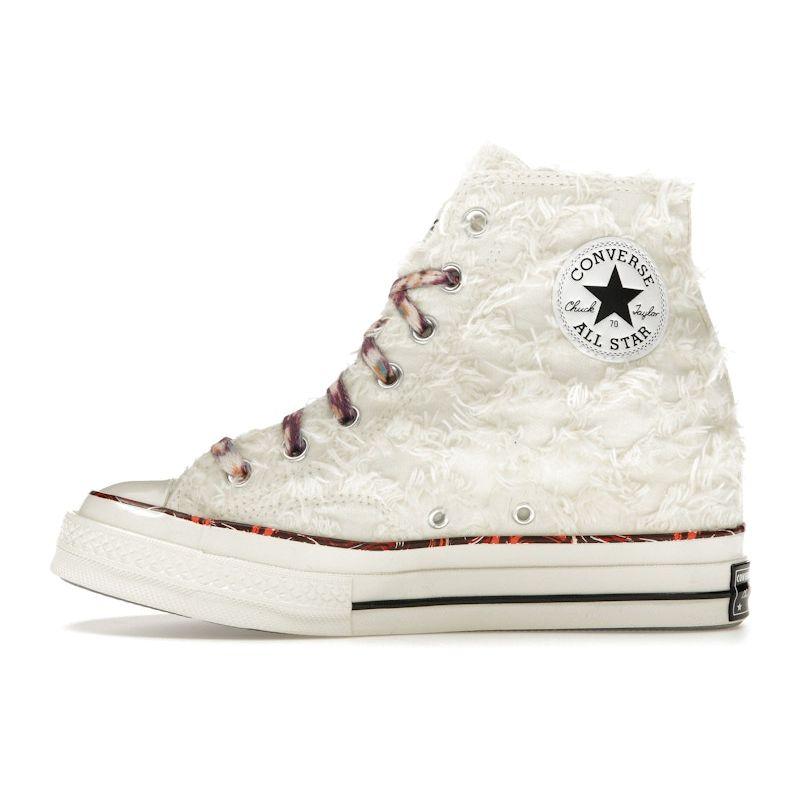 Converse Isabel Marant x Chuck 70 Клиновидные высокие кроссовки унисекс ванильно-белого цвета кремового, черного и красного цвета A10222C
