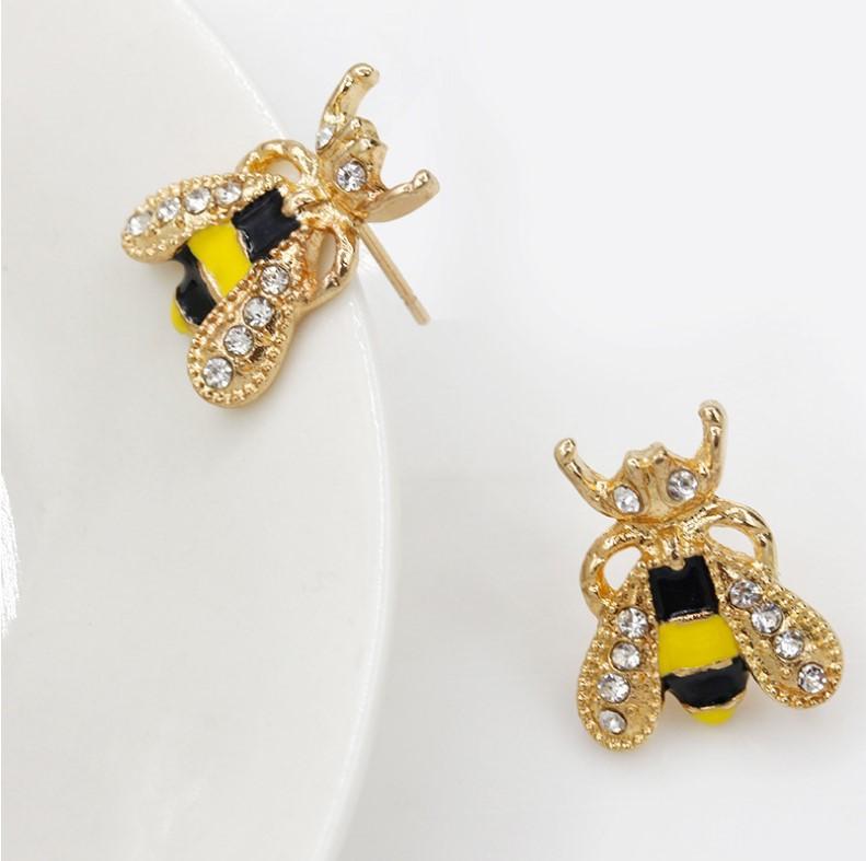 Fashion Korean Earrings Accessories Spring Glaze Dripping Diamond Bee Earrings Rhinestone Earrings