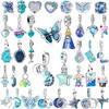 Оригинальные медные синие шармы Бабочка Цветок Сердце Рыба Серьги Бусины Для Ожерелья DIY Браслет Подарок Ювелирные Изделия