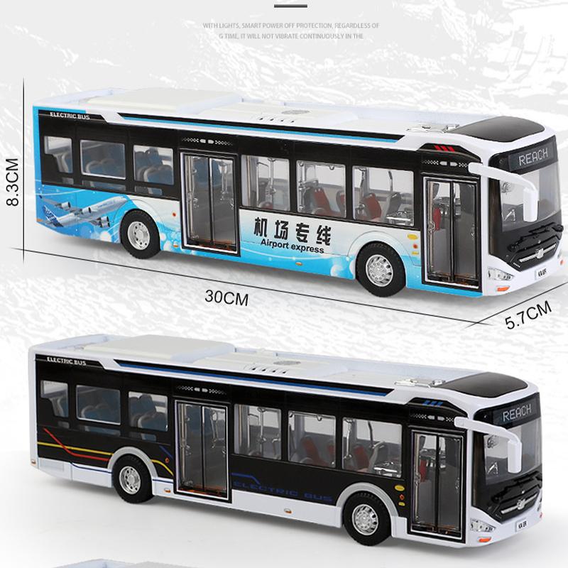 ABBZ1 1/42 Ka'er New Energy Bus Alloy Bus Model Bus Toy Sliding Sound and Light Children Toy Christmas Gift Airport Bus