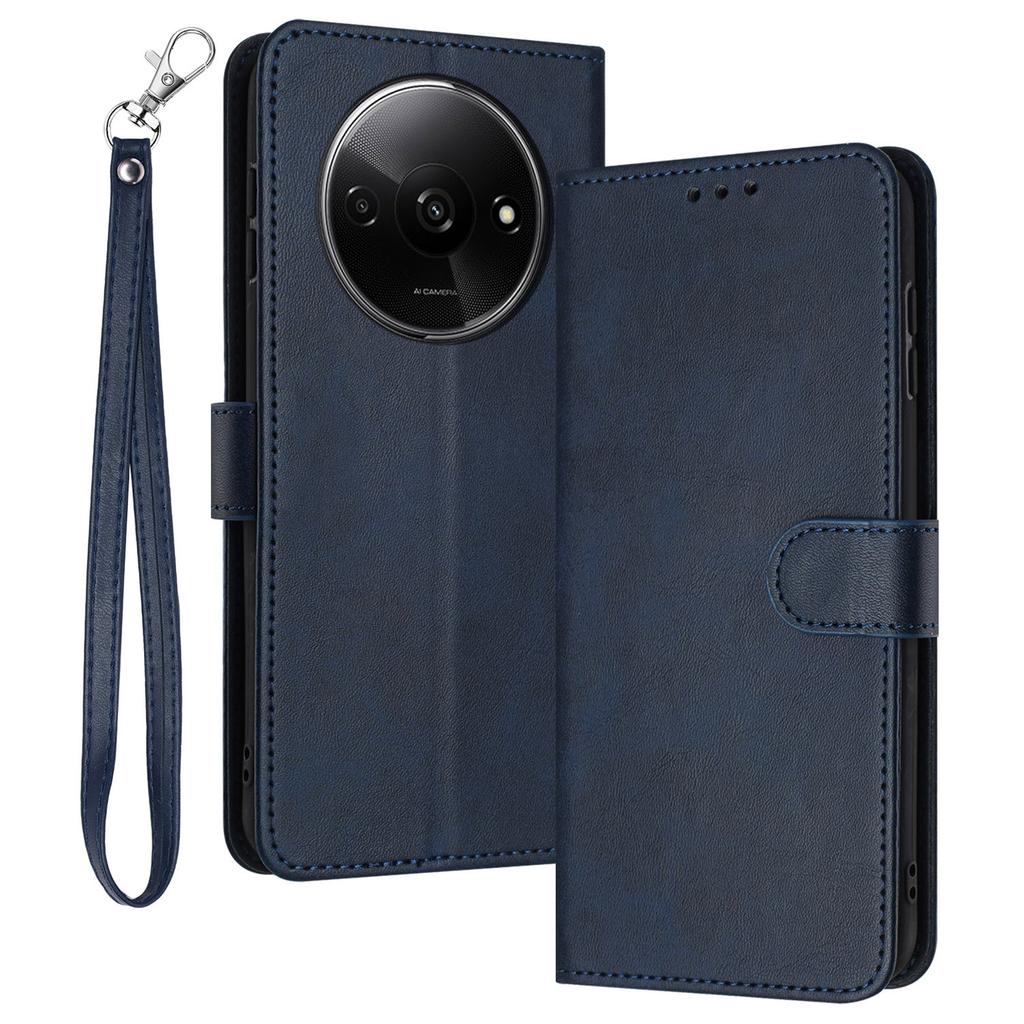 For Xiaomi Redmi A3/Poco C61 4G Case Magnetic Clasp Leather Wallet Stand Phone Cover with Strap