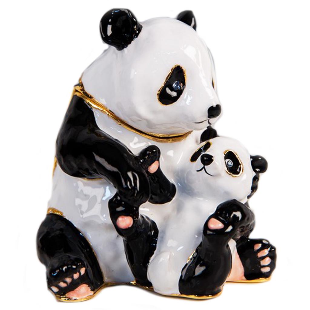 Les Trésors De Lily [Q3858] - Jewelry Box 'Panda Family' White Black - 70x60 Mm