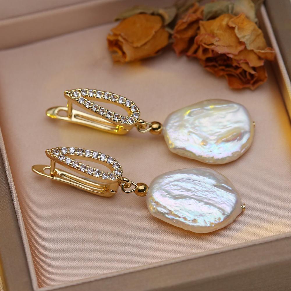 Серьги SENIKO с натуральным пресноводным большим жемчугом в стиле барокко, модные серьги-капли с кубическим цирконием и жемчугом для женщин, вечерние ювелирные изделия