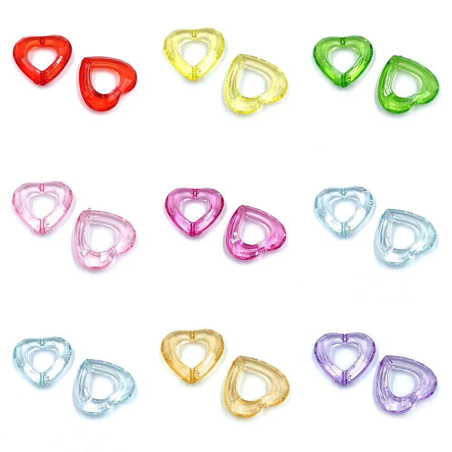 Полые бусины в форме сердца ярких цветов, акриловые принадлежности ручной работы, свободные бусины, 10 шт., для изготовления ювелирных изделий, аксессуары «сделай сам»