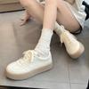 Spring and Autumn Retro Women's Thick-soled Inner Height-increasing White Shoes Versatile Commuter Casual Sports Shoes